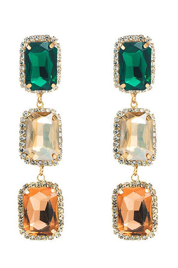 Zielony Rhinestone Kolczyki Z Koralików